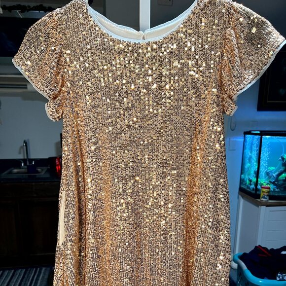 Cat & Jack Gold Sequins Top or Short Dress Girls SZ Medium/8 - Picture 1 of 4